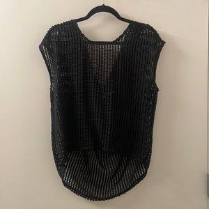 BCBGeneration Size S Black Net Cowl Back Top